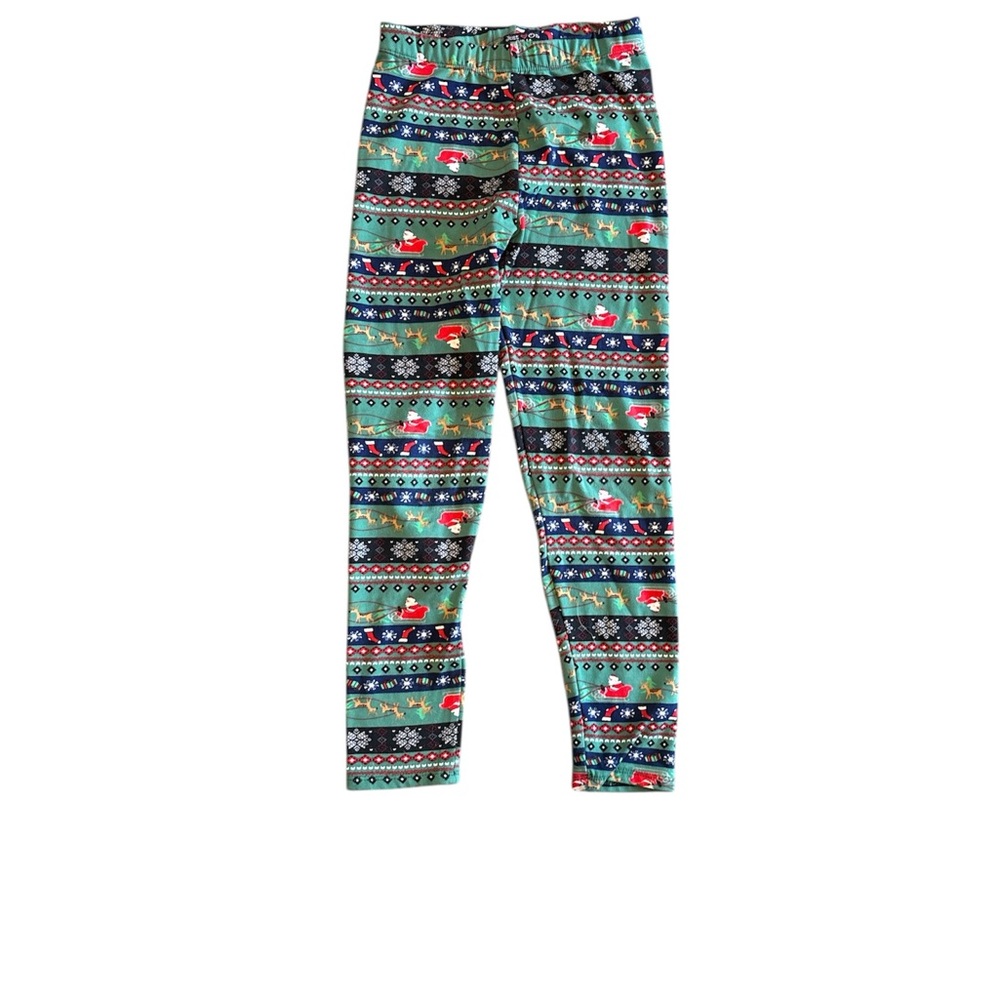 Green and Red Festive Patterned Leggings